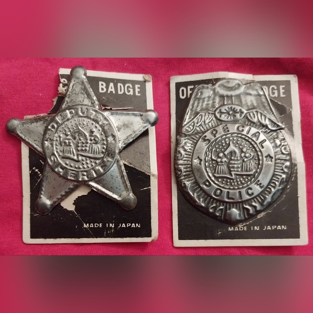 Vintage OG 1950s Tin Embossed Toy Law LEO Badges Special Police Deputy Sheriffs